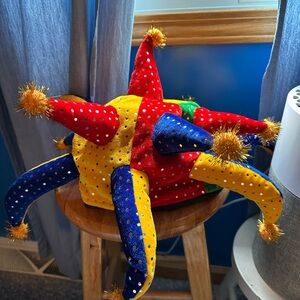 Colorful Jester Hat with Pom Poms
